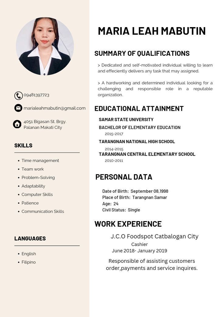 a professional resume with no work experience on the front and back cover, it is in white