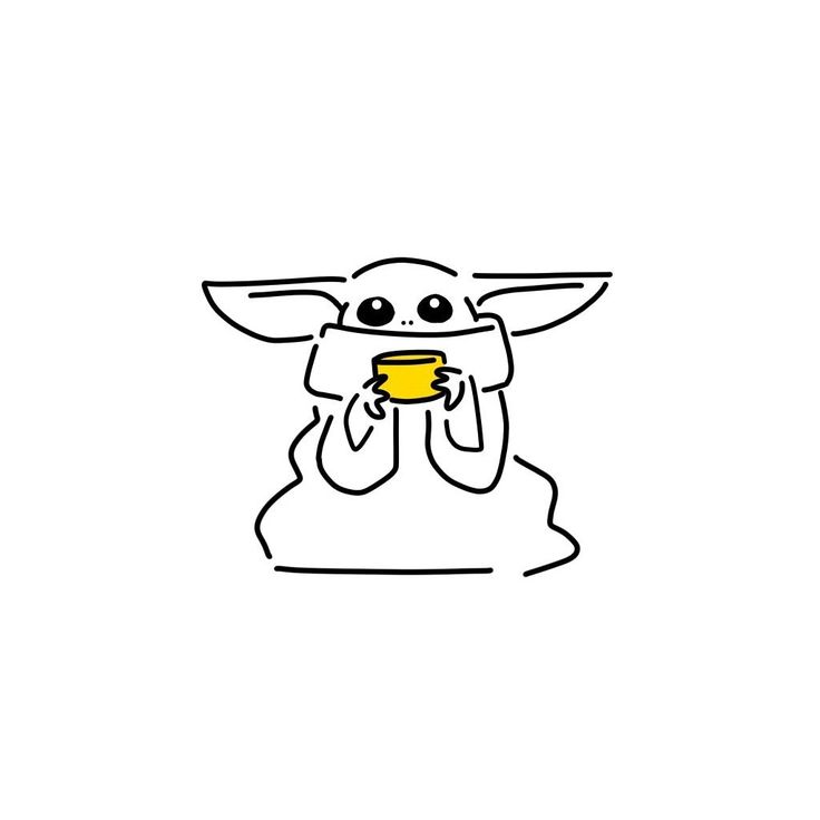 a baby yoda holding a cup in its hands