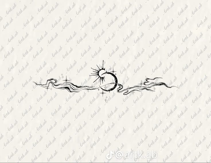 the sun and moon tattoo design is shown in black ink on white paper with watermarking