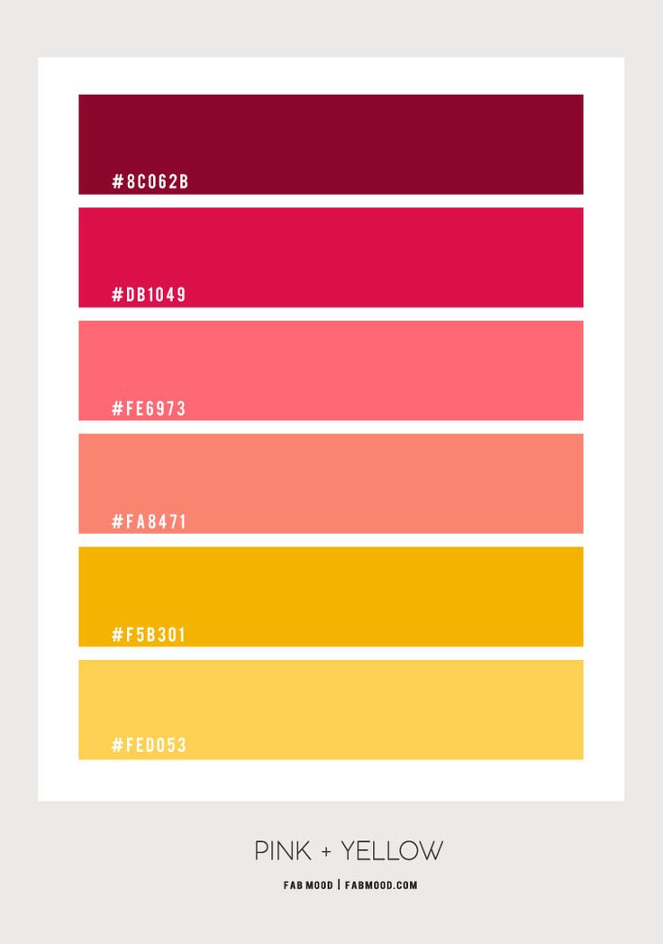 the color scheme for pink and yellow is shown in this graphic style, which includes different shades