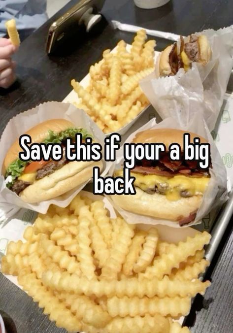 two sandwiches and fries sitting on top of a table with the words save this if your a big back