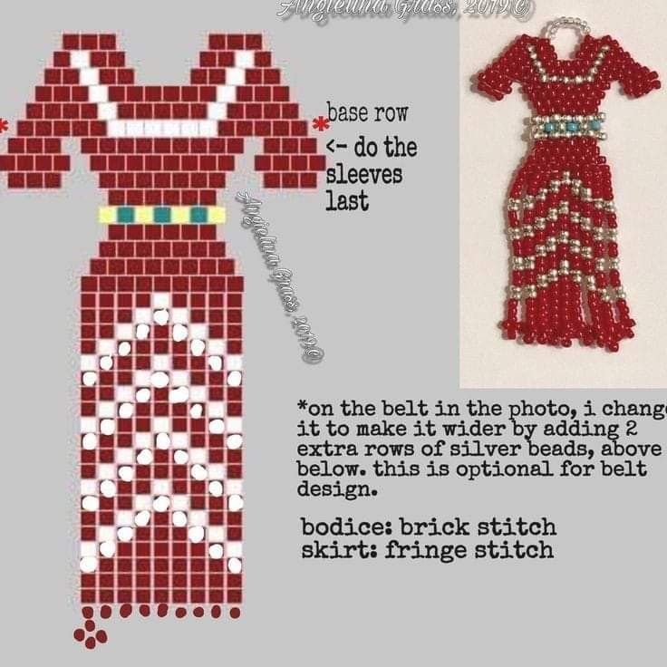 an image of a dress made out of beads and beading on the front, with instructions for how to sew