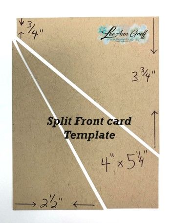 a piece of brown paper with white lines on it that says split front card template