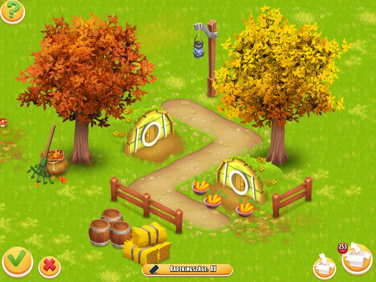 an animal farm game with lots of animals and trees in the background, including pumpkins