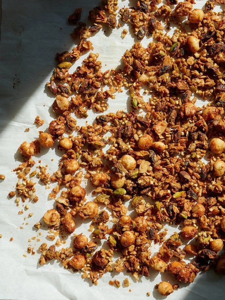 chopped nuts are sitting on top of a piece of paper