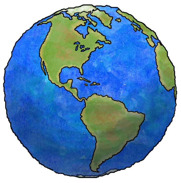 a drawing of the earth in blue and green