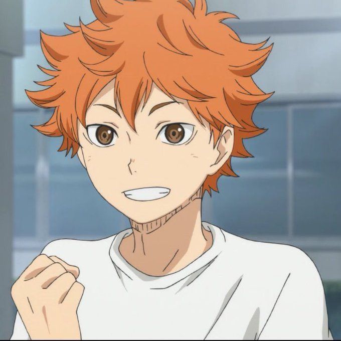 an anime character with red hair and brown eyes looks at the camera while wearing a white t - shirt