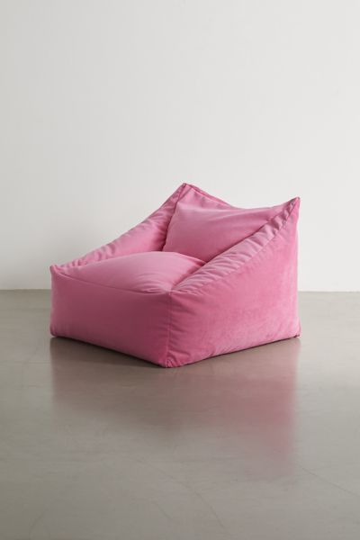 Instantly elevate your reading nook with the coziest bean bag chair with a plush velvet cover and supportive bead fill. Features a boxy silhouette for a modern look we love. This custom furniture piece will be made to order just for you. Features Cozy bean bag chair Plush velvet cover Bead filling offers a supportive seat Boxy silhouette adds a modern flair Made to order just for you Content + Care Arrives fully assembled Polyester; polystyrene beads Spot clean Made in the USA Size Dimensions: 3 Pink Love Chair, Comfy Bean Bag Chairs, Cool Bedroom Chairs, Cool Room Things, Cozy Seating Area In Bedroom, Bean Bag Chair Aesthetic, Seating In Bedroom, Cozy Bedroom Chair, Pink Bean Bag Chair