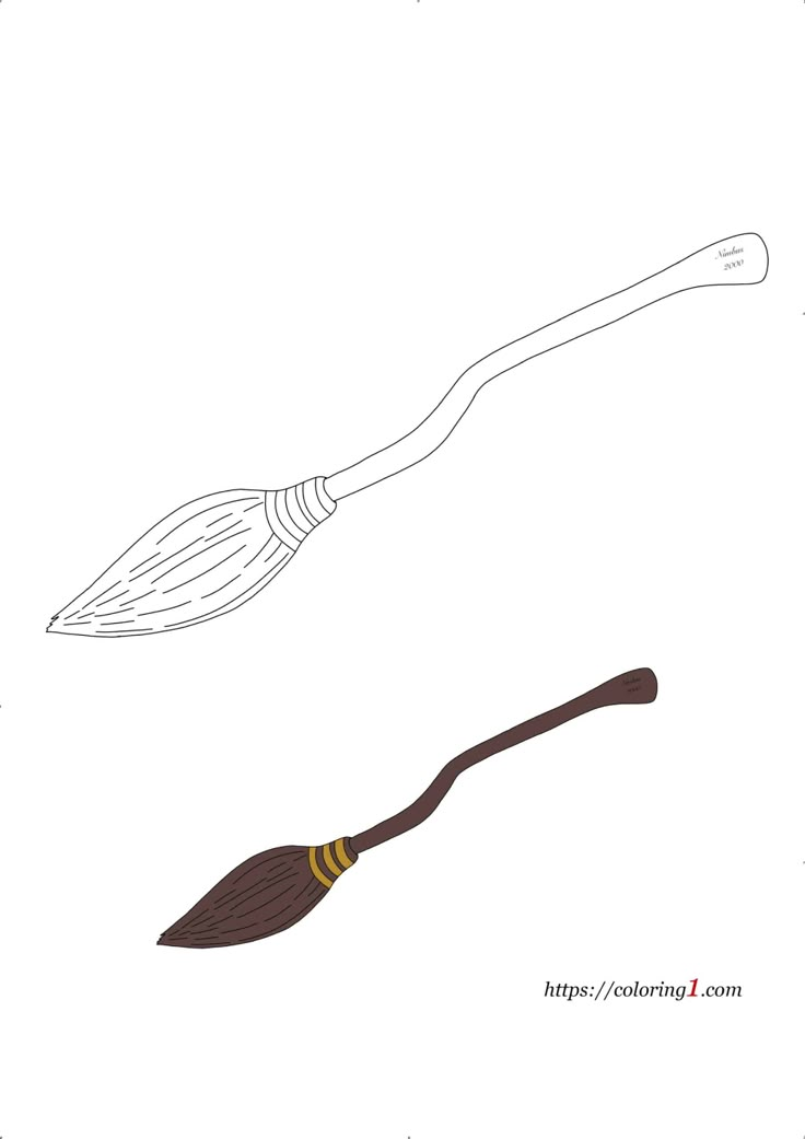 a drawing of a toothbrush and a broom