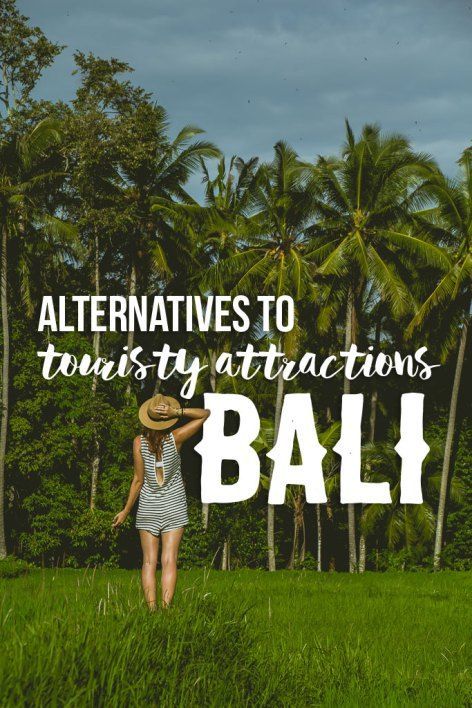 a woman in a field with palm trees and the words, alternatives to tourism attractions bali