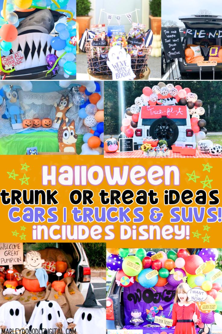 halloween trunk or treat ideas for cars, trucks, and suvs includes disney characters