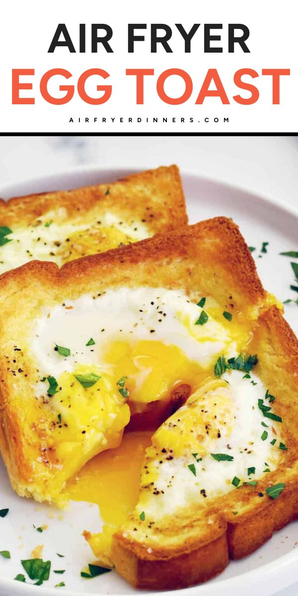 For a filling, yummy breakfast, make our Air Fryer Egg Toast! Classic egg-in-a-hole is even easier to make following our simple air fryer instructions. It's ready in under ten minutes, takes just four ingredients, and is sure to make you smile! Air Fried Egg Toast, Eggs On Toast Air Fryer, How To Air Fry Eggs, Easy Air Fryer Breakfasts, Air Fryer Egg And Toast, Fried Egg In Airfryer, Baked Eggs In Air Fryer, Egg In The Hole Air Fryer, Eggs With Avocado Breakfast