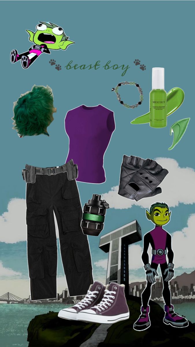 a collage of various items including shoes, clothing and other things in the sky