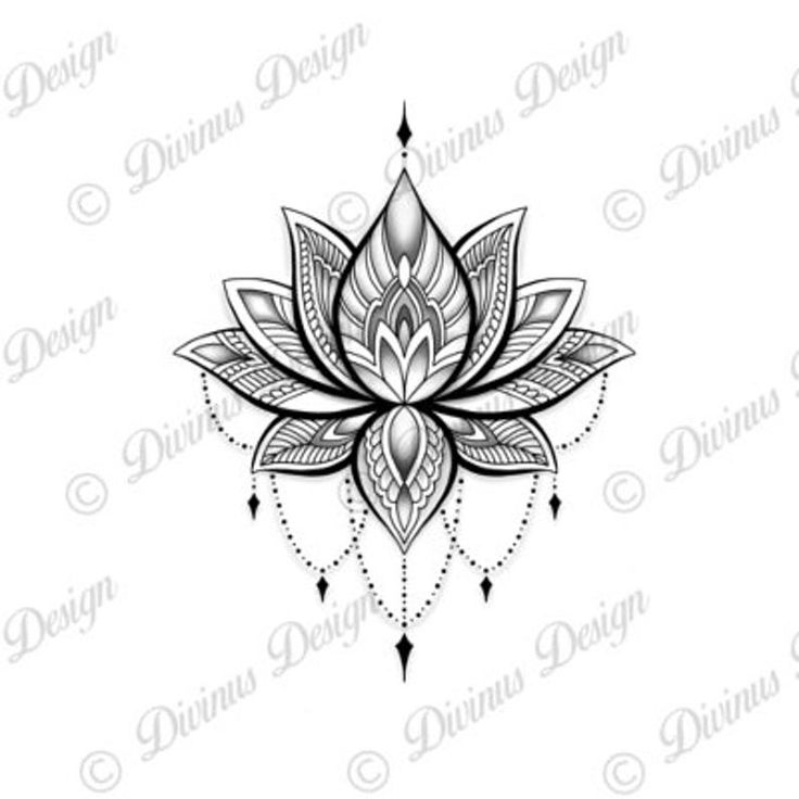 a black and white lotus flower tattoo design