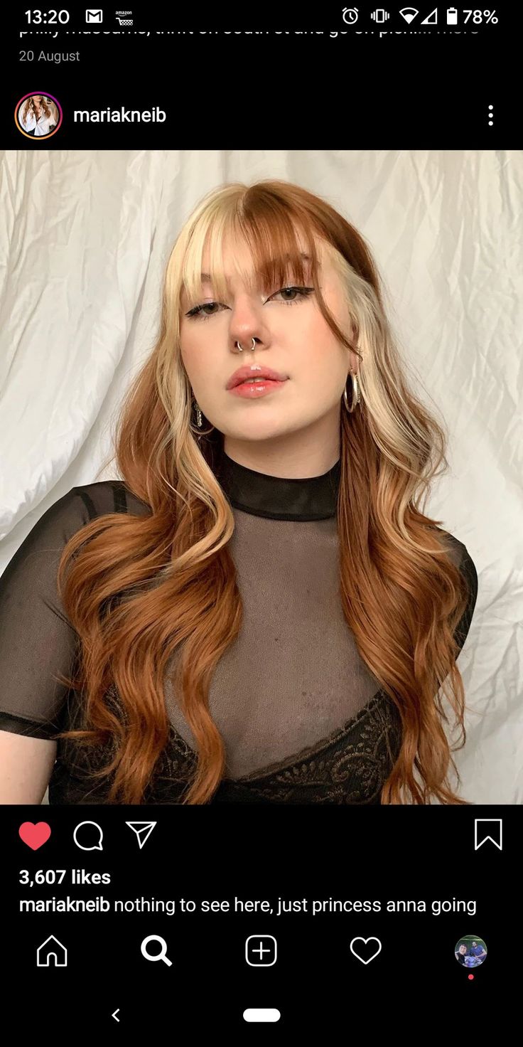 Half And Half Hair, Split Dyed Hair, Red Blonde Hair, Hair Color Underneath, Multicolored Hair, Hair Color Streaks, Split Hair, Ginger Hair Color, Dyed Hair Inspiration