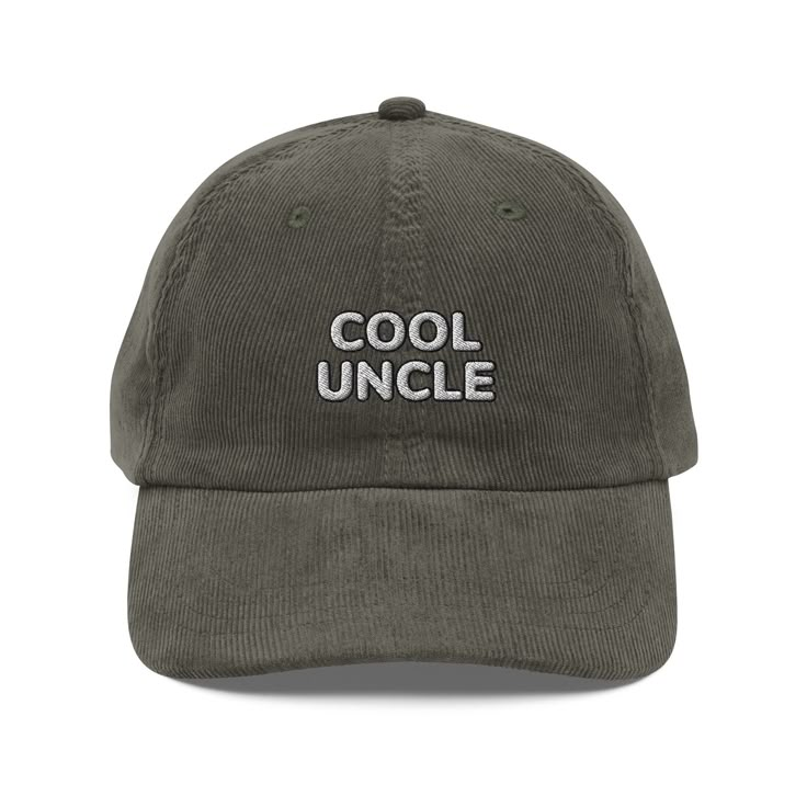 Calling all uncles! Step up your style with an embroidered old-school cap. It's crafted from 100% cotton corduroy that's soft to the touch and comfy to wear. It features an adjustable strap with a gold-colored buckle for a great fit and a visor to protect you from the sun and wind. Complete your look with this embroidered corduroy cap and rock a cool vibe all day long. * 100% cotton corduroy * Unstructured, 6-panel, low-profile * Cotton twill sweatband and taping * 6 embroidered eyelets * Adjust Winter Cotton Dad Hat With Curved Bill, Winter Cotton Dad Hat, Winter Cotton Dad Cap, Winter Cotton Dad Hat Baseball Cap, Casual Corduroy Dad Hat With Curved Brim, Winter Cotton Dad Hat (baseball Cap Style), Casual Corduroy Dad Hat With Flat Bill, Cotton Dad Hat Baseball Cap, Casual Adjustable Hats With Embroidered Text