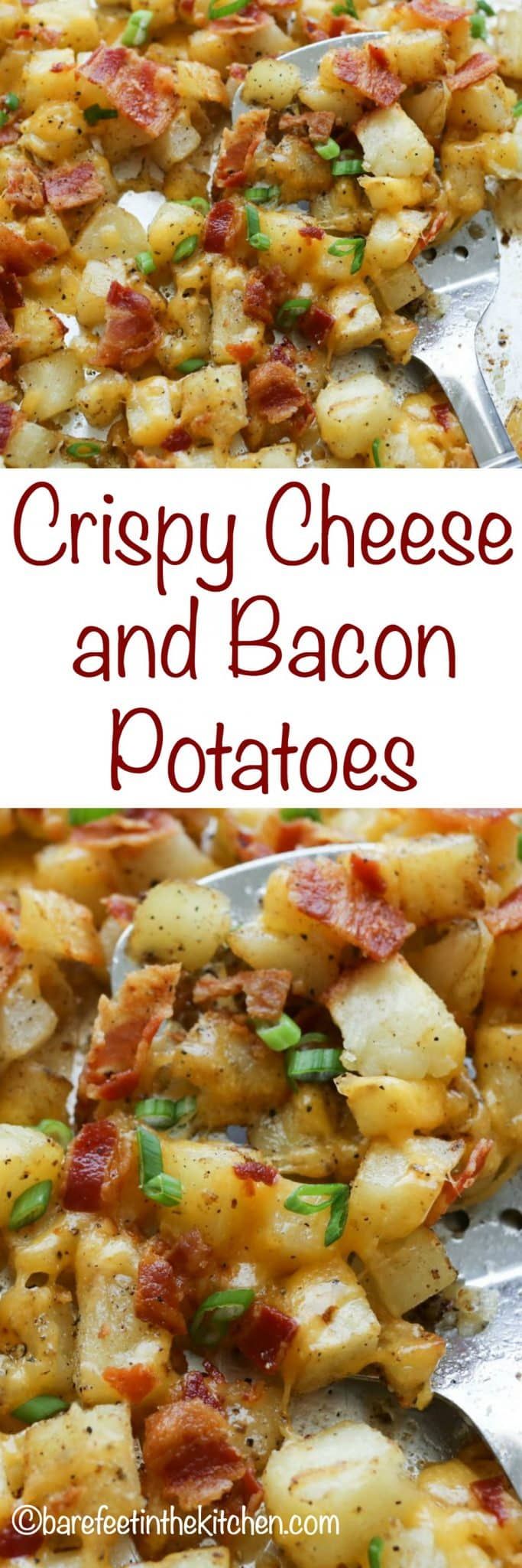 crispy cheese and bacon potato casserole is the perfect side dish for any meal