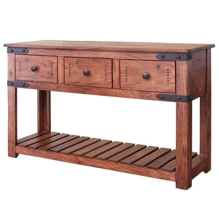 Granville Parota 3 Drawer Console Table - Crafters and Weavers Living Room Table Sets, Wooden Console Table, Industrial Livingroom, Wooden Console, Wood Console Table, Living Table, Wood Console, Solid Mango Wood, Sofa Tables