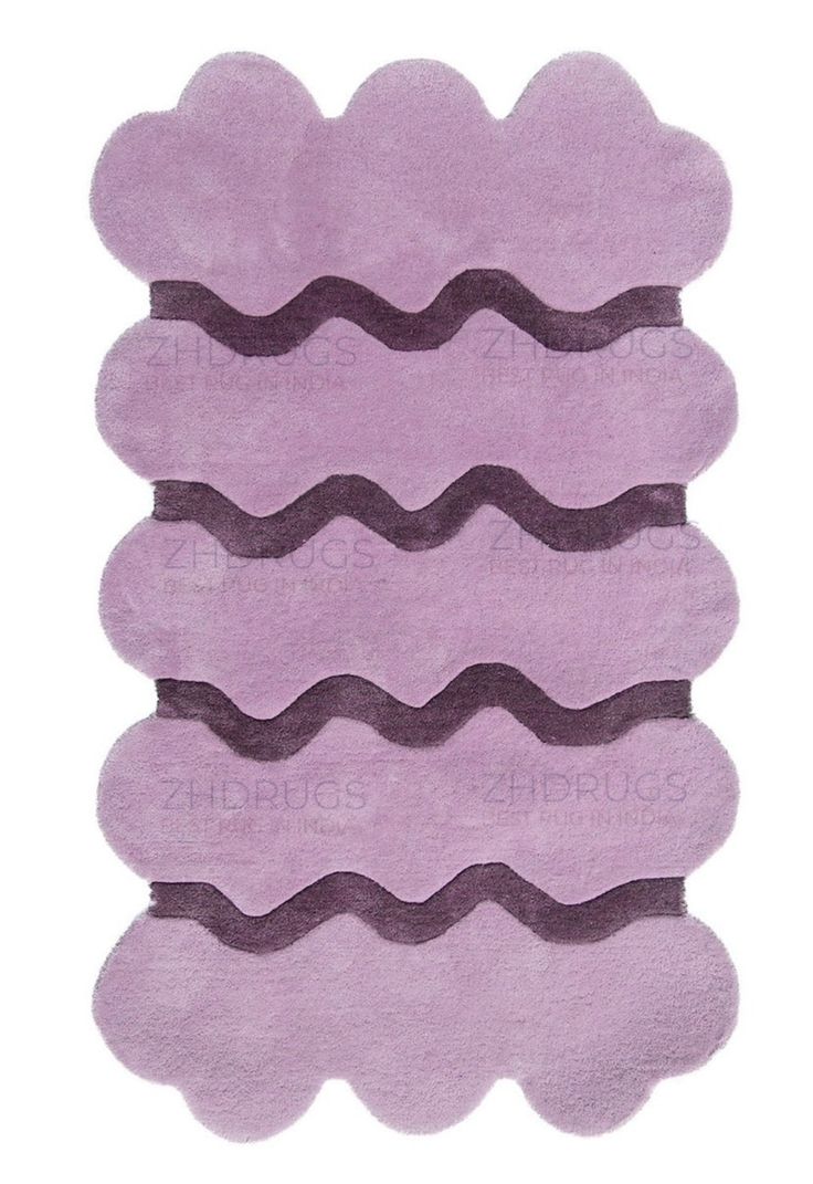 four purple rugs with wavy shapes on them