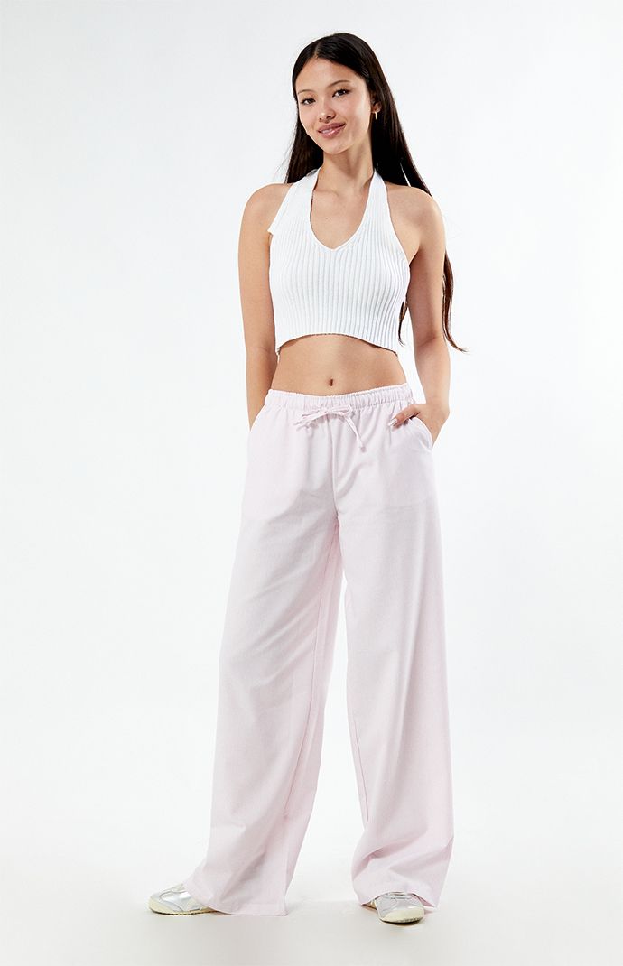 Upgrade your casual wardrobe with the Linen Pull-On Pants from PacSun. Crafted from lightweight linen fabric, these high-waisted pants feature a drawstring waistband, side hand pockets, wide leg openings, and a relaxed fit, ensuring both style and comfort for your everyday adventures.


	11.625" rise
	31.5" inseam
	21" leg opening
	High-rise
	Drawstring waistband
	Side hand pockets
	Wide leg openings
	Relaxed fit
	85% viscose, 15% linen
	Machine washable
	Model is wearing a size small
	Model measurements: 5’8.5” height, 32” bust, 23.5” waist, 35” hips Vacation Pants, Relaxed Wide Leg Pants For Lounging, Trendy Summer Loungewear Bottoms, Trendy Summer Lounging Bottoms, Straight Leg Lounging Bottoms For Spring, Relaxed Fit Wide Leg Pants For Spring Lounging, Straight Leg Bottoms For Lounging In Spring, Spring Lounging Straight Leg Bottoms, Summer Wide Leg Harem Pants For Loungewear