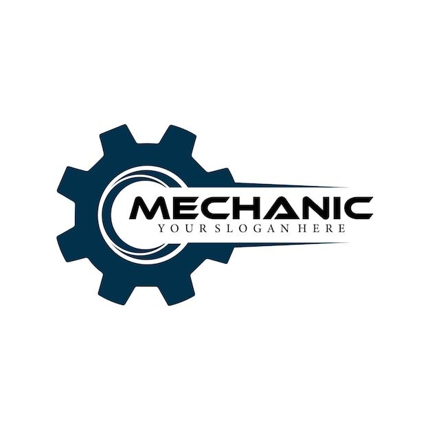 the logo for mechanical your slogan here is an image of a cogwheel with text on it