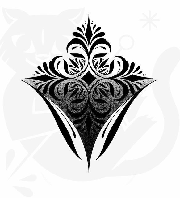 an ornate black and white design on a white background