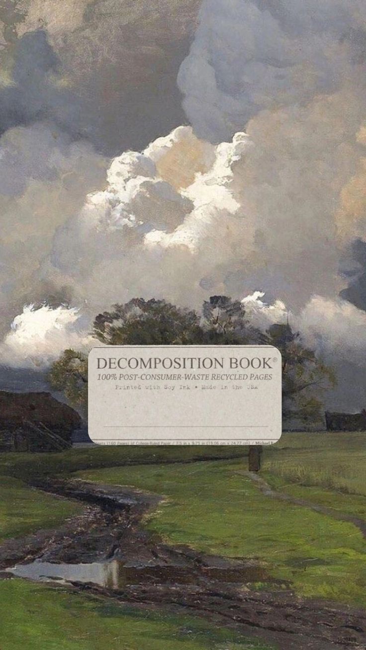 an image of a book cover with clouds in the sky and water running through it