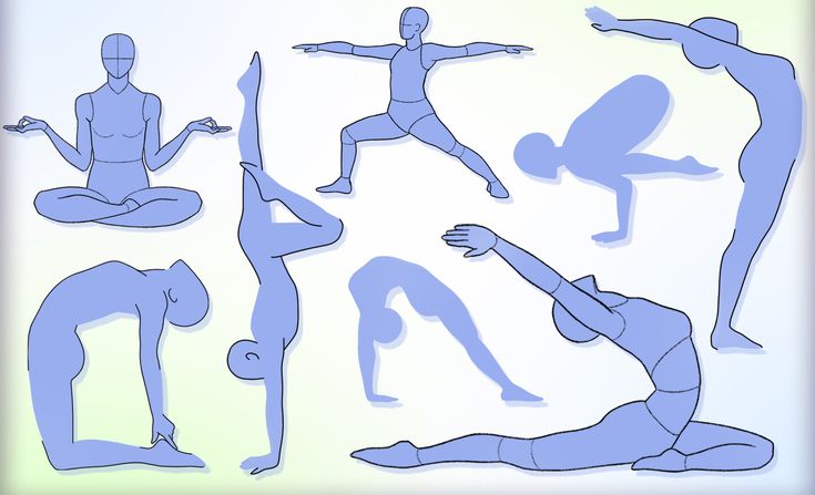 the silhouettes of people doing yoga poses