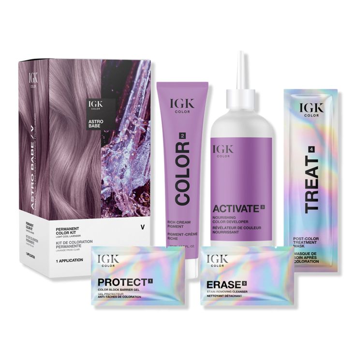 Permanent Color Kit - PERMANENT COLOR KIT ASTRO BABEBenefitsLeaves hair 15x shinier* and 88% softer and smoother strands with 40% reduced breakage**Mistake-proof, easy-to-follow applicationFeaturing Squalane, Orchid Extract and Bamboo ExtractKey IngredientsSqualaneOrchid ExtractBamboo ExtractIncludes1 ApplicationProtect 1 Color Block Barrier Gel (0.07 oz)Color 2 Rich Cream Pigment (1.7 oz)Activate 3 Nourishing Color Developer (2.5 oz)Treat 4 Post Color Treatment Mask (0.23 oz)Erase 5 Stain-Remov Parting Hair, Bamboo Extract, At Home Hair Color, Dimensional Color, Raspberry Ketones, Beige Blonde, Sally Beauty, Natural Blondes, Wide Tooth Comb