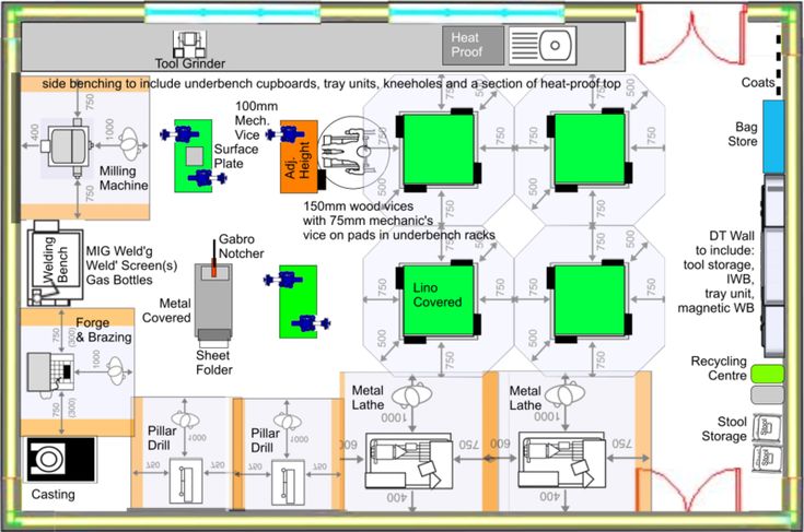 the floor plan for an office with several different areas and furniture, including couches, tables