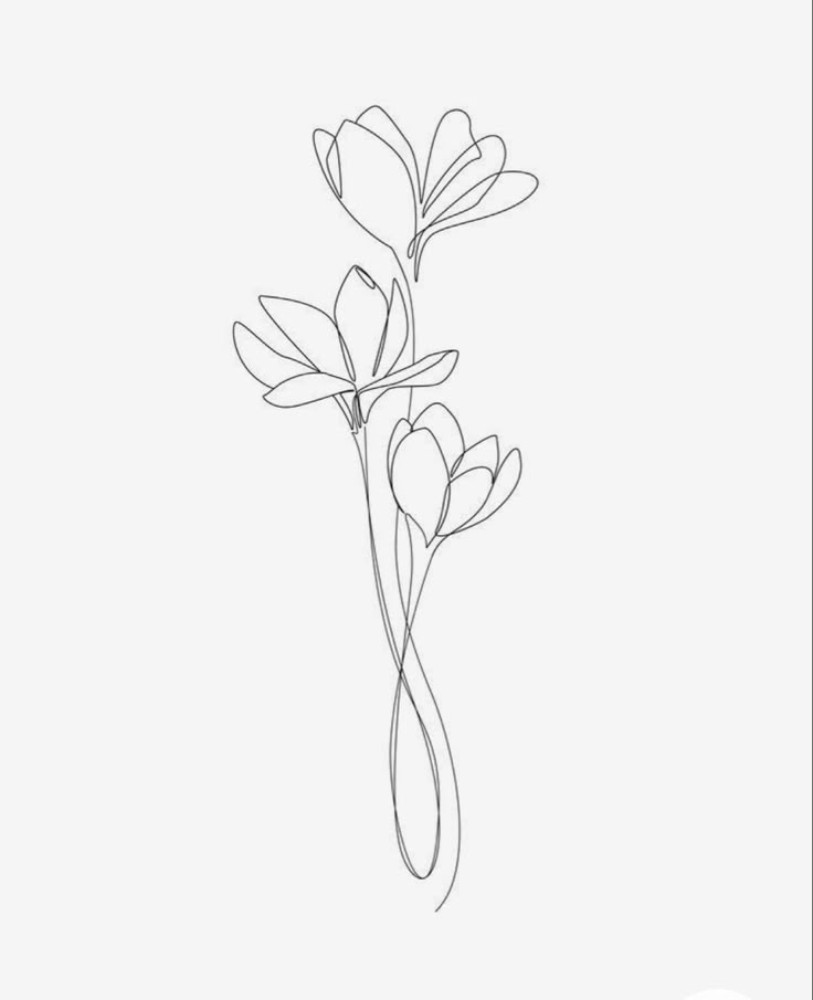 a line drawing of three flowers on a white background with the word love written below it