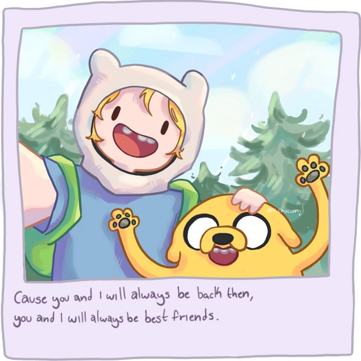 an image of a cartoon character holding onto another character's hand with the caption, cause you and i will always be back then