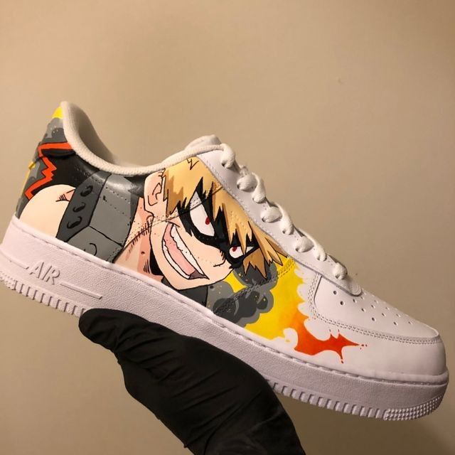 Hand Painted Air Force 1, Bakugo And Deku, Painted Air Force 1, Dibujos Ideas, Anime Ideas, Mha Stuff, Custom Shoes Diy, Shoes Diy, Katsuki Bakugo