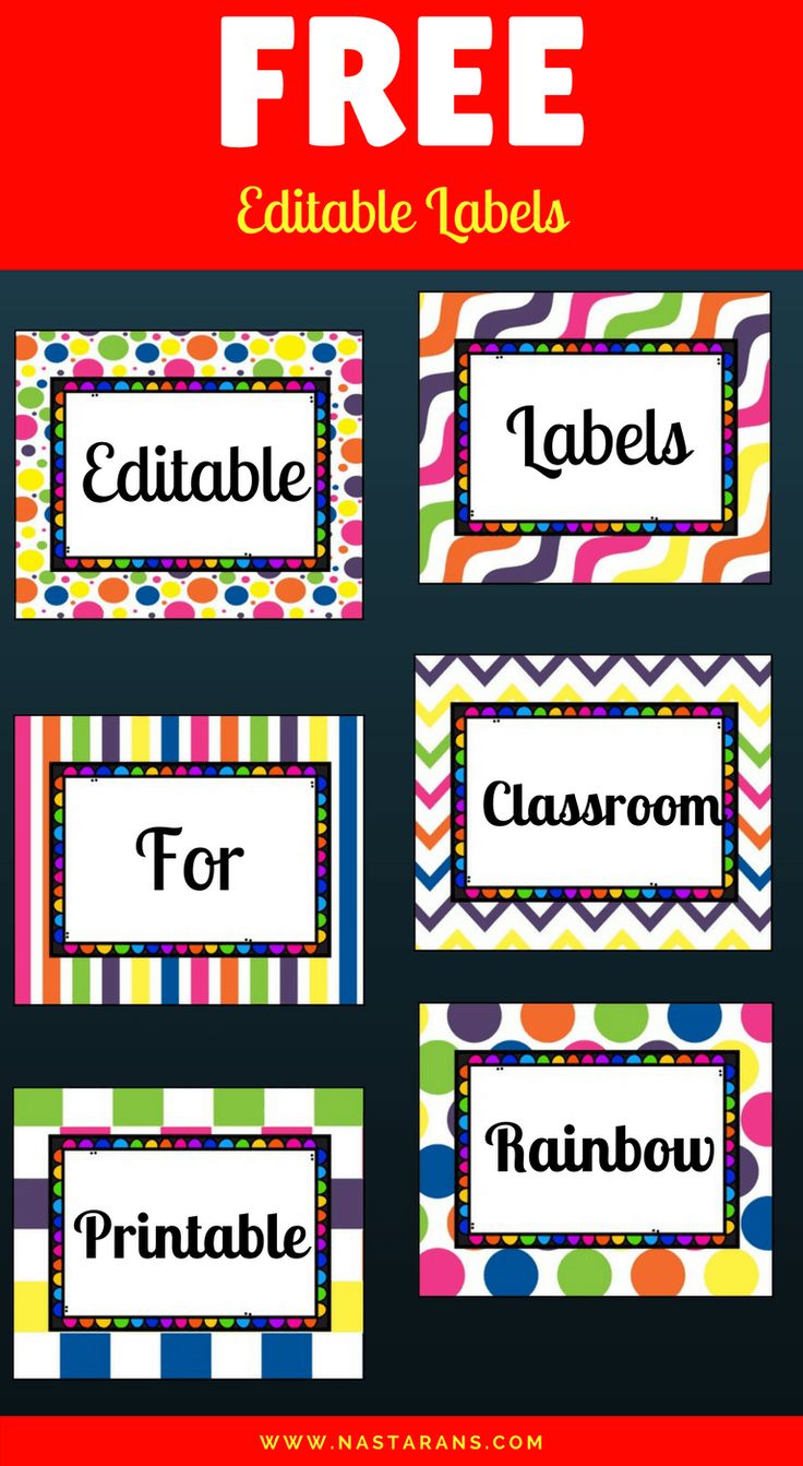 free editable labels for classroom use