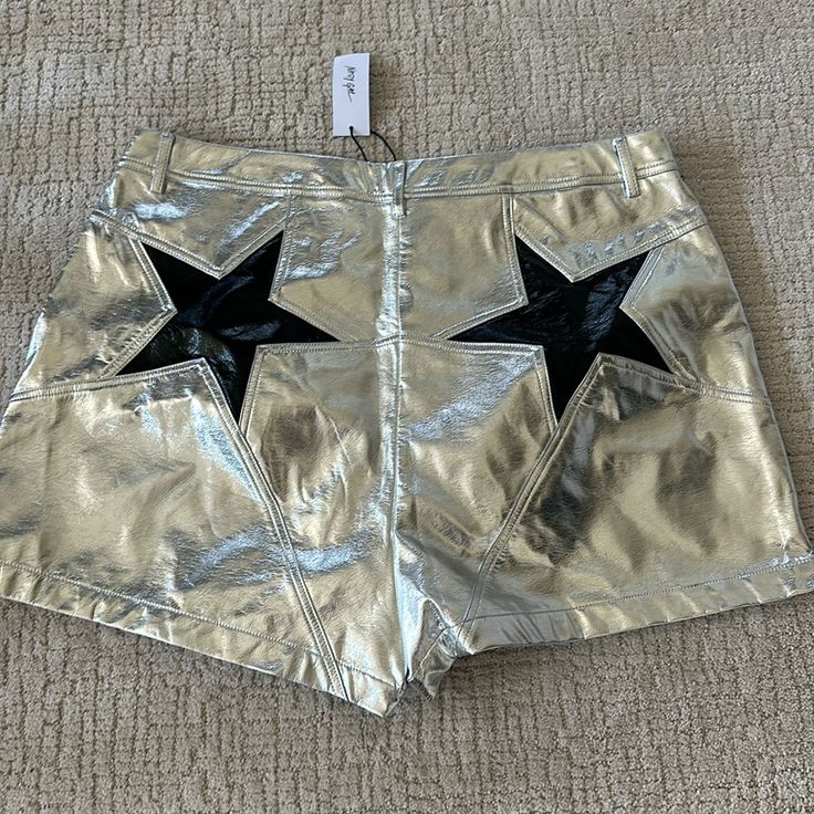 Brand New Never Worn Metallic Shorts For Club In Summer, Red Bull Costume, Space Cowboy Outfit, Bull Costume, Bum Shorts, Cosmic Cowgirl, Neon Shorts, Mustard Sweater, Silver Shorts