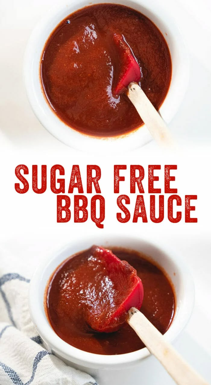 two bowls filled with bbq sauce on top of a table