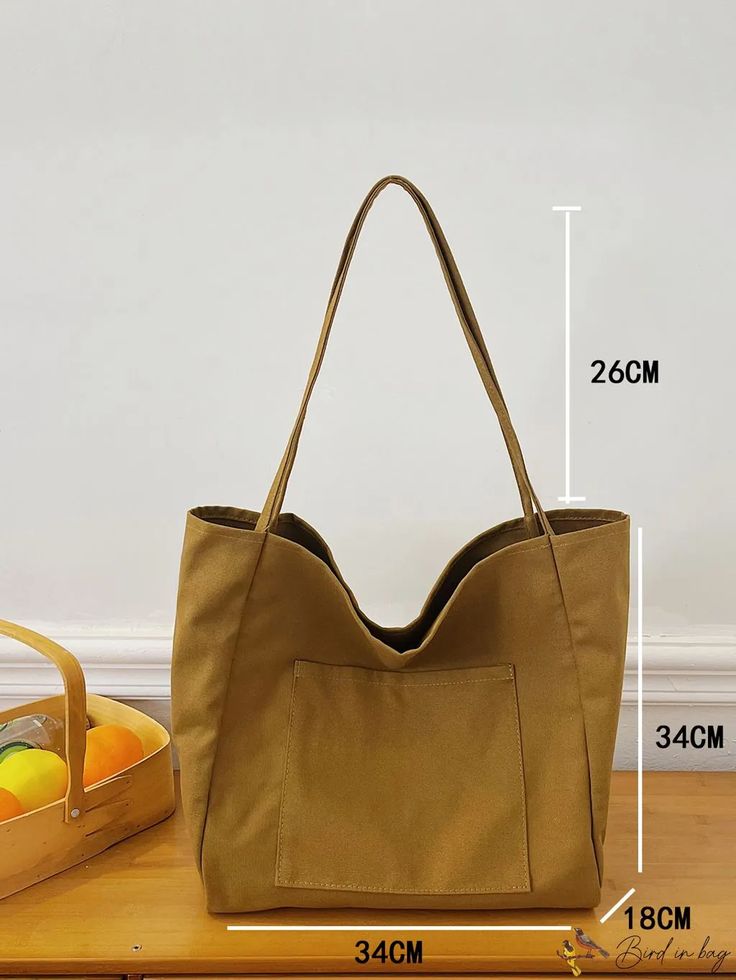 BirdinBag - Stylish & Lightweight Minimalist Tote Bag: Perfect for Casual Shopping Trendy Square Bag With Pockets, Trendy Square Bags With Pockets, Rectangular Shoulder Bag For Shopping With Pockets, Rectangular Shoulder Bag With Pockets For Shopping, Shopping Tote Shoulder Bag With Pockets, Solid Color Square Bags For Daily Use, Trendy Baguette Bag With Pockets For Daily Use, Handheld Shopping Bag With Pockets, Handheld Shopping Bags With Pockets