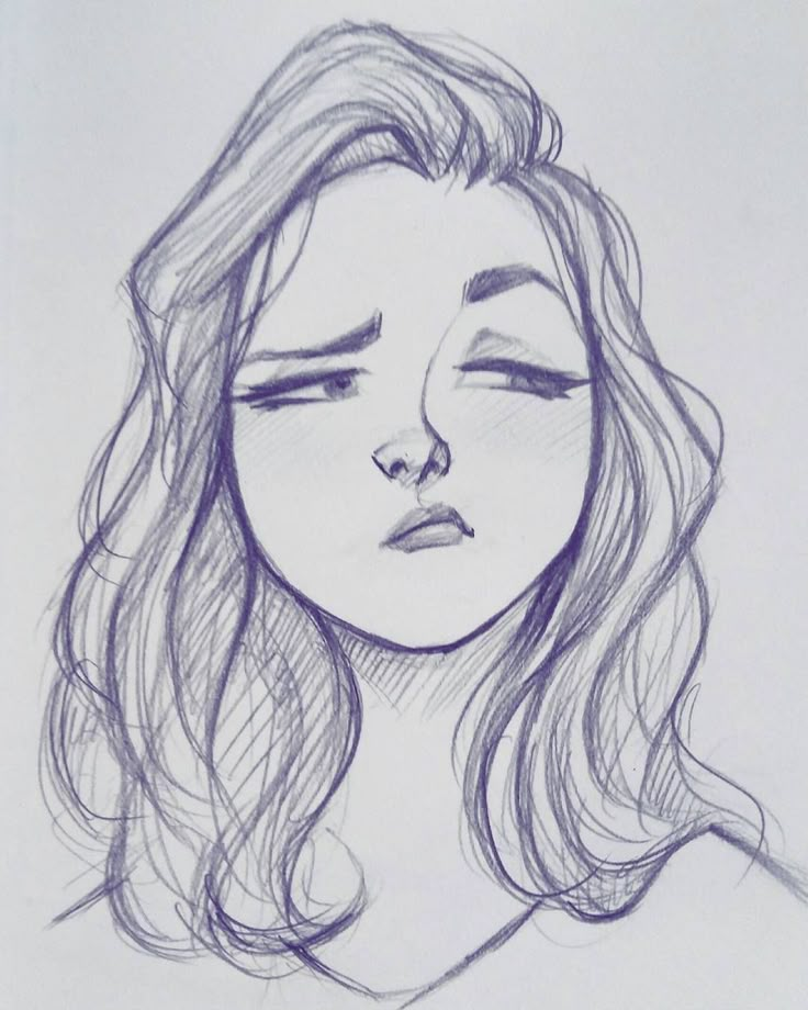 a drawing of a woman's face with her eyes closed