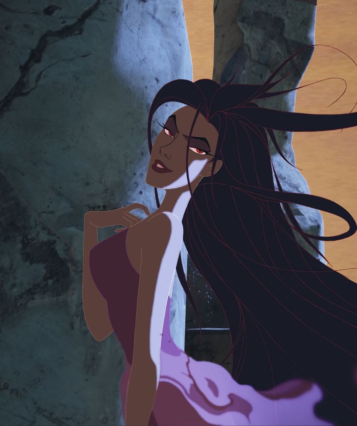 an animated image of a woman with long hair