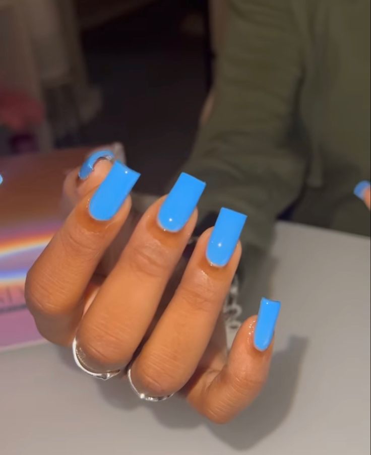 Easter Color Nails, Solid Color Acrylic Nails, Neon Blue Nails, Nails Easter, 2022 Nails, Trends Nails, Inspiration Nails, Nails Trending, Tapered Square Nails