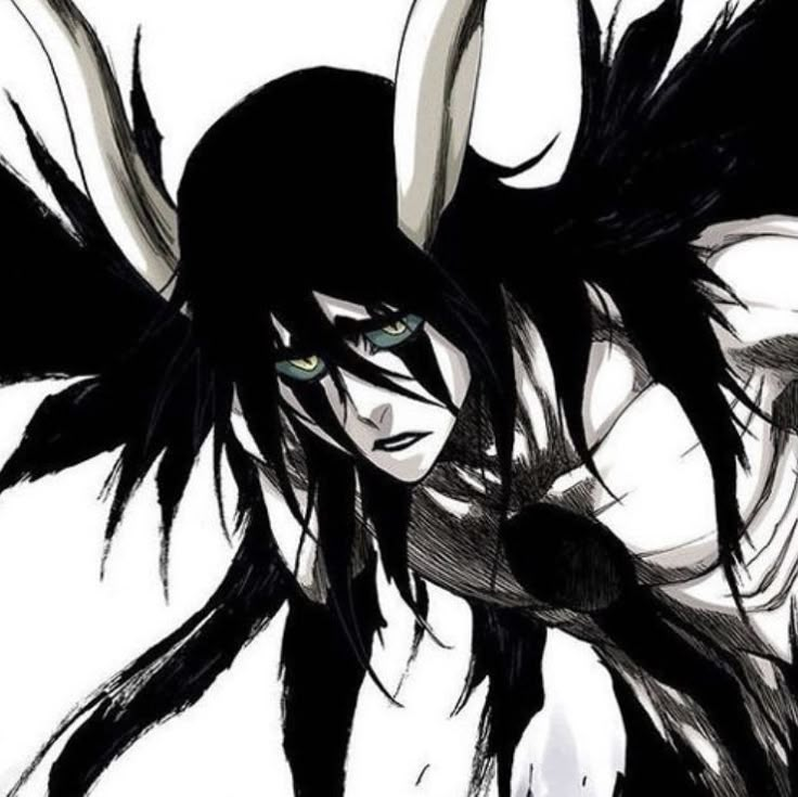 an anime character with black hair and horns