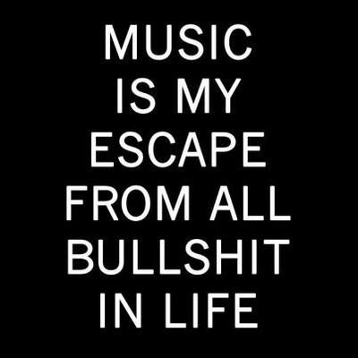 | Music is my escape from all bullshit in life | rock n roll | black & white Rock Music Wallpaper, Music Quotes Deep, My Escape, Saxophones, Music Is My Escape, Quotes Deep Feelings, Deep Thought Quotes, Music Is, Infj