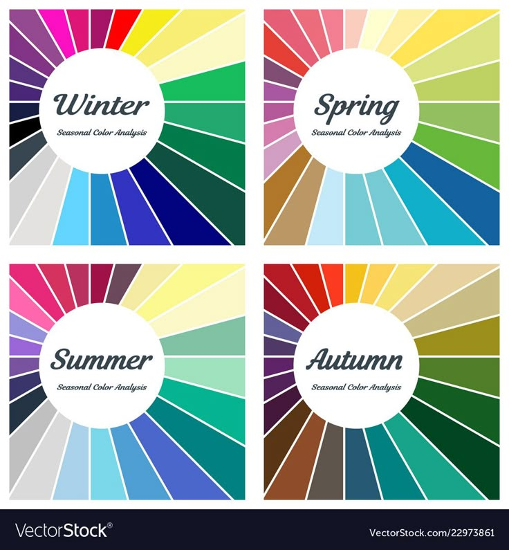 four different color palettes with the words autumn and spring on them in various colors