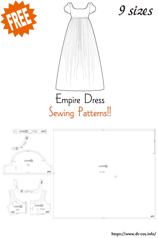 the empire dress sewing pattern is shown