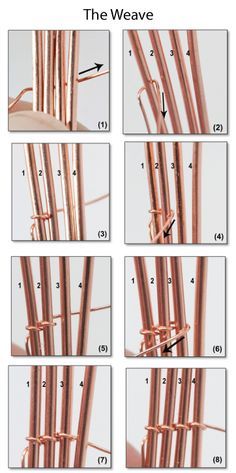 several pictures of different types of copper pipes with numbers on each side and the words, the weave