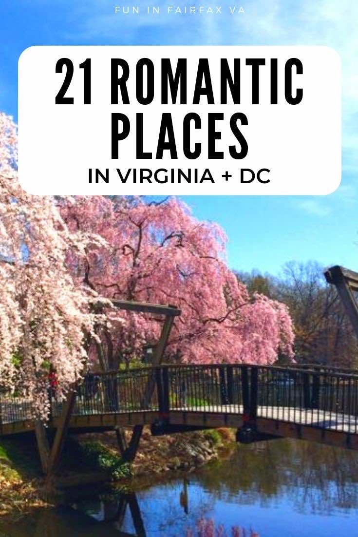 a bridge that has flowers on it and the words, romantic places in virginia + dc