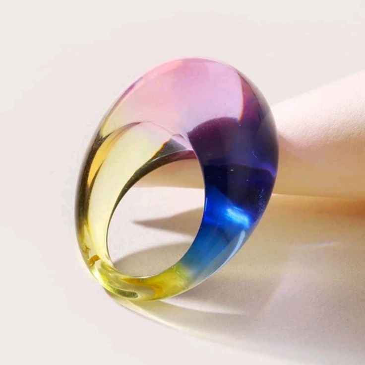 Transparent 1 Piece Resin Multicolor Bubble Ring Size 7.5 Trendy Multicolor Rings For Party, Trendy Blue Ring For Parties, Trendy Blue Party Ring, Bubble Rings, Rings Resin, Hot Topic Jewelry, Bubble Ring, Pear Shaped Ring, Ring Tattoos