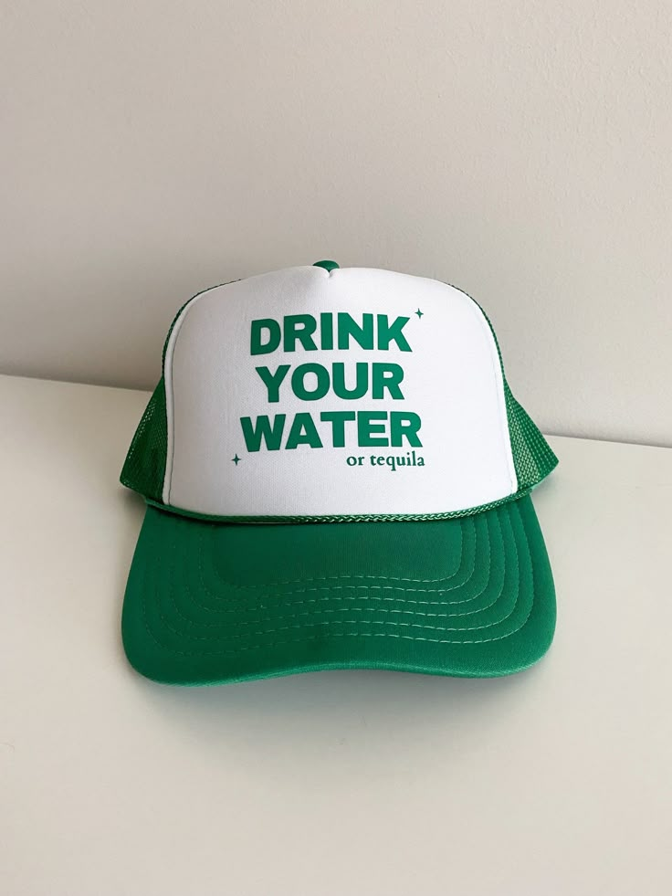 Green Vision Board, Hat Outfit Men, Trucker Hat Ideas, Trucker Hat Outfit, Drink Your Water, Palette Green, Green Color Palette, Hat Ideas, Green Style