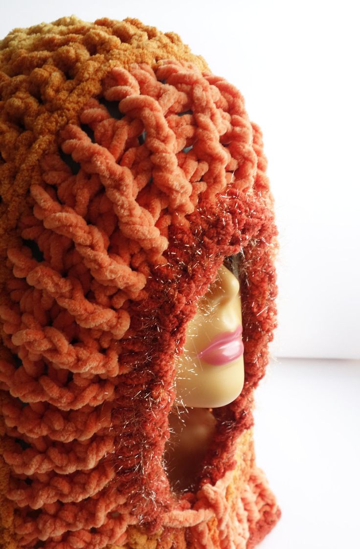 One beautiful handmade pumpkin spice snood for yourself or a loved one! Super soft acrylic yarn. Peak fall vibes.  *Adapted from LES by RubyBaby's Hooded cowl pattern on Etsy. Highly recommend her shop as well. *22" tall, face opening is 23" in circumference and can be closed with the drawstring. Cowl portion is 38" in circumference at widest point. *Hand wash in cold or warm water, dry flat. Cozy One Size Bonnet For Fall, Cozy One-size Bonnet For Fall, Cozy Fall Hats, Fall Yarn Bonnet For Cold Weather, Fall Cold Weather Yarn Bonnet, Yarn Bonnet For Cold Weather In Fall, Warm Bohemian Beanie For Fall, Handmade Winter Bonnet As A Gift, Handmade Winter Bonnet As Gift