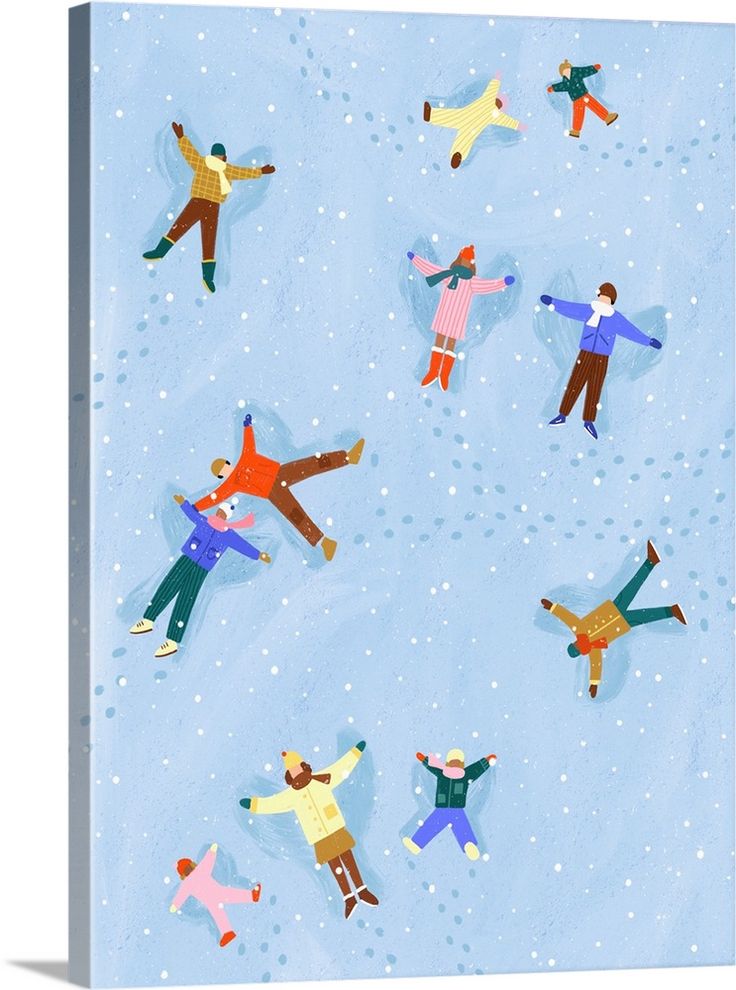 people are flying in the air on snow covered ground